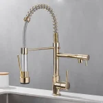 Black and Golden Brass Pulling Kitchen Sink Faucets Dual Outlet Water-Cold (New)