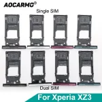 Aocarmo Single Dual Memory MicroSD Card Holder Reader SIM Tray Slot Sony Xperia XZ3 H8416 H9436 H9493 Replacement (New)