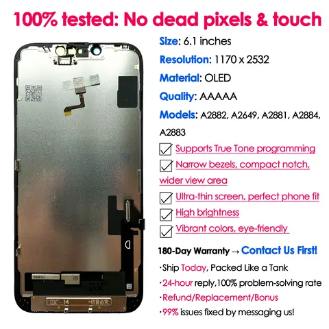 S02659232096944b7ae30d6465868d24aY_480x480q75 180daysWarranty GX OLED iPhone 14 Screen Replacement Display Touch Digitizer Assembly LCD Repair Kit Wholesale True Tone (New) - Image 1