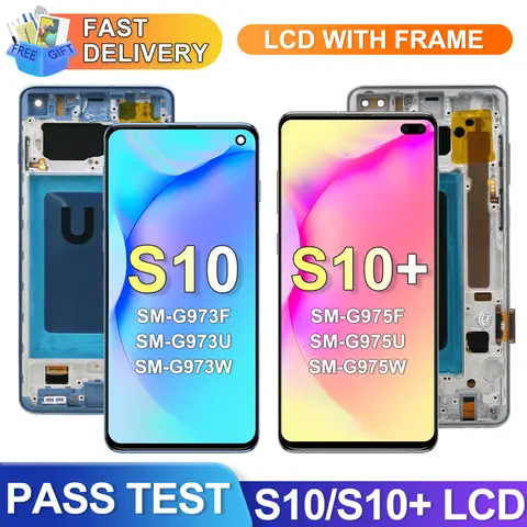 S054d8f1da66949ae9806074b37975237Z_480x480q75 With Frame Samsung Galaxy S10 Plus S10+ G975 G975F Lcd Display Digital Touch Screen Samsung Galaxy S10 G973F Assembly (New) - Image 1
