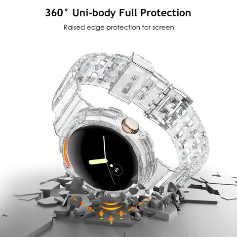 S180bc05415014b029b33a2f67090edc2n_480x480q75 Transparent Case+Strap Google Pixel Watch 4 3 2 41mm Accessories Sport Smartwatch Soft TPU Bracelet Correa Pixel Watch B (New) - Image 1