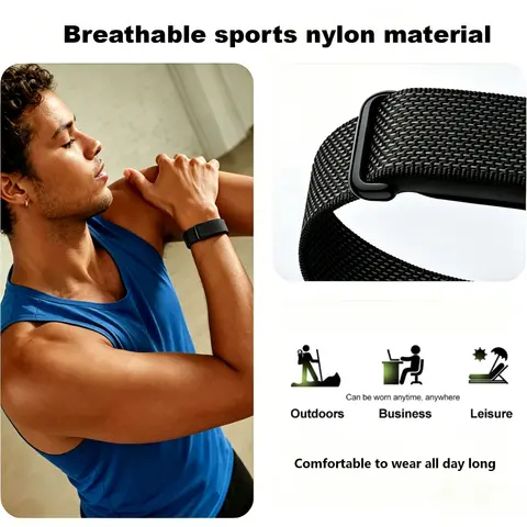 S1b29332f17104cf9853a99f1f7ba626d2_480x480q75 Sport Nylon Braided Watch Strap Google Replacement Strap Fitbit Air Loop Bracelet Breathable B Wristb (New) - Image 1