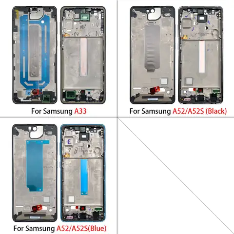 S2b39e42b592a486197640e136e23ab43i_480x480q75 NEW Samsung A33 A52 A52S A72 A52 5G A54 A73 Front Housing LCD Frame Bezel Plate Replacement Repair Part With Side Button (New) - Image 1