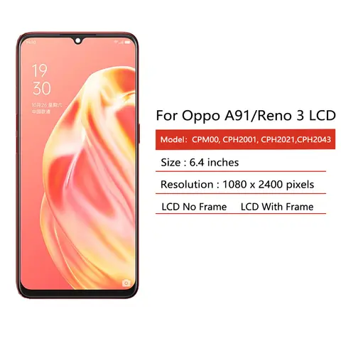 S32f1b4df27754fcf9d56b16d7d196f11X_480x480q75 64 inch OPPO A91 LCD OPPO Reno3 4G CPH2043 PCPM00 CPH2001 CPH2021 Display Touch Screen Digitizer Assembly (New) - Image 1