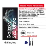 6.8"NEW AMOLED Display For Samsung Galaxy S22 Ultra 5G LCD Display Touch Screen Digitizer Assembly For Samsung S22 Ultra Display (New)