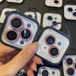 Diamond Camera Lens Protector iPhone 15 14 Pro Max 12 13 Mini 14 15 Plus 11 12 13 Pro Max Bling Glitter Metal Camera Glass (New)