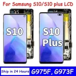 TFT Quality with Frame Samsung S10 Plus S10+ G975F Lcd Display Digital Touch Screen Samsung S10 G973F Screen Replacement (New)