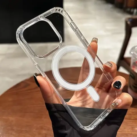 S577a7336b82540829bd420cc406f30dbO_480x480q75 Original Transparent Magsafe Wireless Charge Magnetic Case iPhone 17AIr 16 15 14 13 12 11 Pro Max 7 8 Plus Acrylic Cover (New) - Image 1