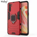 For OPPO A91 Case For Shockproof Armor Silicone Cover Hard Back PC Stand Phone Case For OPPO A91 Protective Cover For OPPO A91 (New)
