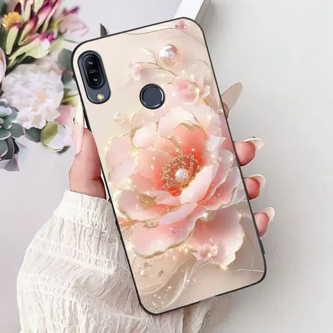 S6504c5acbb8443a4a683250291cbdce9g_480x480q75 Case Asus Zenfone Max Pro M2 ZB601KL ZB602KL ZB631KL ZB633KL Cover X01BDA X01AD X01BD X00TD Fashion Flower Soft Black Bumper (New) - Image 1