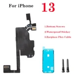 1set Front Top Ear Earpiece Proximity Light Sensor Flex Cable Waterproof Sticker Bottom Screw iPhone 13 14 15 16 mini ProMax (New)
