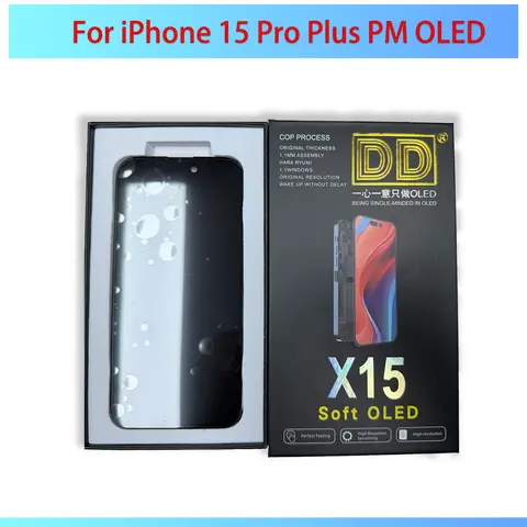 S73ab2521241f446c9cb4a3e6bb77eb3fS_480x480q75 iPhone 15 Pro Plus ProMax PM DD Soft OLED Screen Replacement Display Assembly Digitizer Repair Part (New) - Image 1
