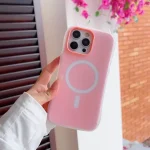 Cute Cat Ear Cy Color 2 IN 1 Magsafe Wireless Charge Case iPhone 17 16 15 14 13 Pro Max Air Magnetic Soft Matte Cover (New)