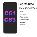 674 OPPO Realme Note 60 C61 C63 LCD Display Screen Touch Panel Digitizer Assembly Realme C63 C61 LCD Replacement Parts (New)