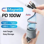 100W 60W Magnetic Usb Cable Fast Charging Cable Type C iphone 17 16 Macbook Samsung S25 Xiaomi 15 Oneplus 13 Cell Phone Cord (New)