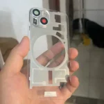 Transparent Back Cover Glass For iPhone 15 Pro 15 Plus Replacement Door Housing With Iron Plate Magnetic Ring Repair Rear Glass (New)