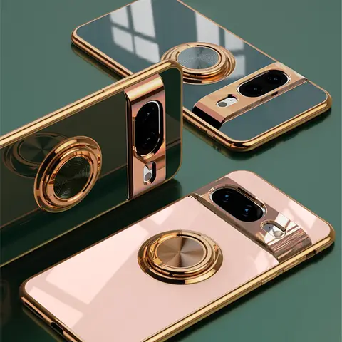 S98615432d99b485f9fe37ee5203b2accZ_480x480q75 Electroplating Magnetic Ring Bracket Phone Case Google Pixel 9 Pro 9 8 Pro 8A 8 7Pro 7A 7 6A 5A Shockproof Protection Cover (New) - Image 1