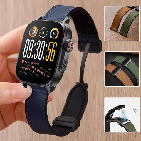 Sa9f6f805489d4f50a78704a77ea91d4b2_480x480q75 22mm Leather Silicone Strap Realme Watch 5 Magnetic B Realme Watch S2 Realme 3 3 Pro S SPro 2 2Pro Bracelet Correa (New) - Image 1