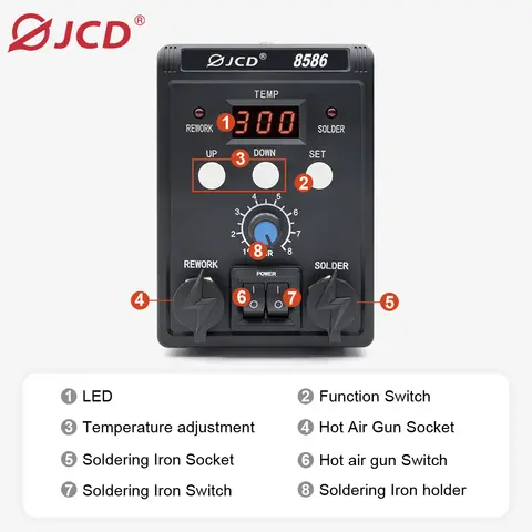 Sab03d1098e324da48cda740057c382f48_480x480q75 JCD 2 in 1 Digital Soldering Station Hot Air Gun Solder Iron SMD BGA Rework Desoldering Welding Repair Tools 760W 220V 110V 8586 (New) - Image 1