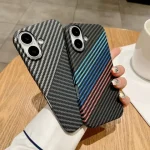 Cases For iPhone 16 15 14 Plus 13 12 11 Pro Max Hard PC Cover Ultra Thin Carbon Fiber Texture Armor Magnetic For Magsafe Case (New)