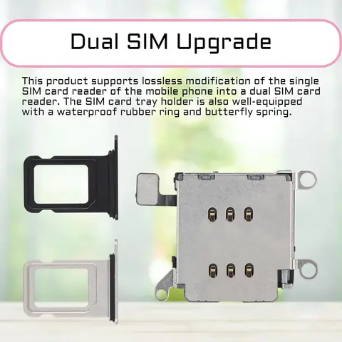 Sb7e48d18149e44758e73bccf2910d8b9O_480x480q75 Dual SIM Card Reader Flex Cable iPhone 11 Double SIM Card Tray Slot Holder Adapter Connector Replacement Black White Purple (New) - Image 1