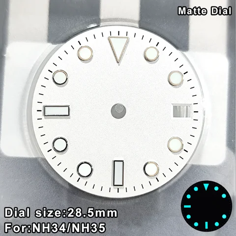 Sc08a9d5c003b439698211936d7a06258X_480x480-1 Customized Logo Dial Nh35 Dial Nh34 for NH35 Watch Dials 28.5mm BGW9 Blue Luminous Single Calendar Multi-color Watches Dial (New) - Image 1