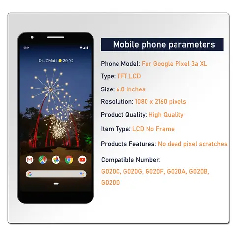 Sc6d11fdb67d242e98a380779511889ab4_480x480q75 60 TFT LCD Google Pixel 3a XL LCD Display Touch Screen Digitizer Assembly Google Pixel 3AXL G020C G020G Replacement (New) - Image 1