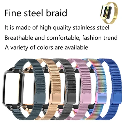 Sccb7ec9542eb48fb9d67ce9260d9a3deK_480x480 Metal Strap Oppo B 2 Stainless Steel Mesh Belt Metal Protective Frame OPPO Watch Free Replacement Strap Accessories (New) - Image 1