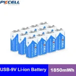 PKCELL 1 12 USB 9V 6F22 Rechargeable Battery 1850mWh Type C Rechargeable 9Volt Li ion Batteries RC Multimeter Toy (New)