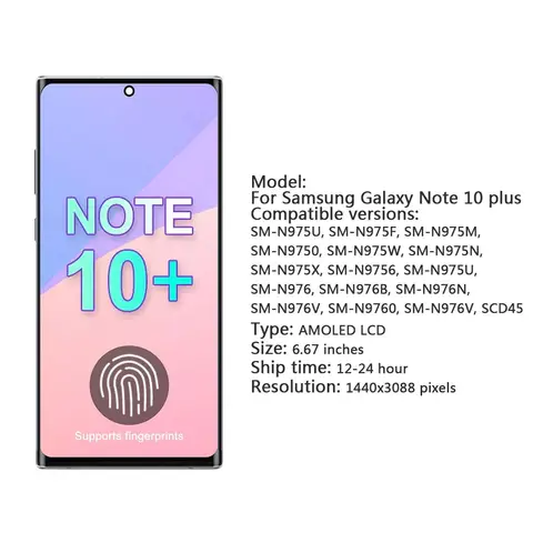 Scf234cec89f94639bd7bcf8eb214d5f6U_480x480q75 New AMOLED Lcd For Samsung Galaxy Note10+ Note 10 Plus Display Screen Assembly N975F N975F/DS Support S Pen Fingerprint Work (New) - Image 1