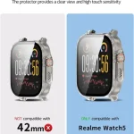 Hard PC+Tempered Glass Case Realme Watch 5 Bumper Full Cover Protective Shell Realme Watch 5 Screen Protector Accessory (New)