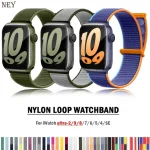 Nylon Loop Strap Apple Watch b 44mm 45mm 40mm 42mm 41mm 38mm Bracelet belt Correa iWatch Series 9 4 5 6 Se 7 8 Ultra 49mm (New)