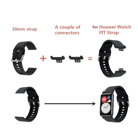 Sd92963d3adfb42669c4cb65f3279a577O_480x480q75 Watch Strap Adapter Huawei Watch FIT 20mm Smart Watch B Connector Accessories Bracelet Link Attachment Replacement (New) - Image 1