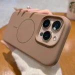 Liquid silicone Wireless Charge Microfiber Soft Phone Case For iphone 17 16 15 14 11 12 13 Pro MAX Shockrpoof Brown Back Cover (New)