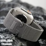 Titanium B Apple Watch Ultra 3 2 49mm IWatch Series 11 10 9 8 7 6 Natural Titanium Milanese Loop Strap Parachute Buckle (New)