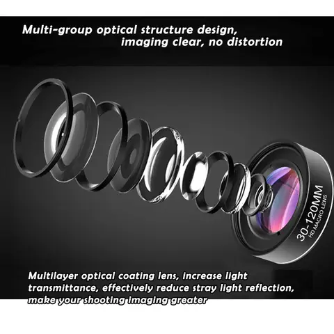 Sedc00e21f4324160b91c128bc6b2657ck_480x480q75 30-120mm Macro Lens Long Distance Professional Universal Clip Camera Photo Lens CPL Star Filters for iPhone XIAOMI HUAWEI Mobile (New) - Image 1